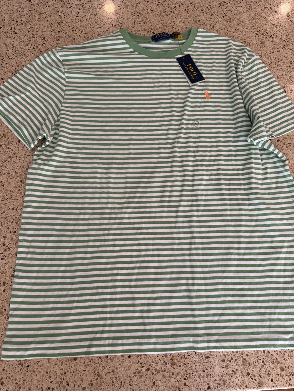 Polo by Ralph Lauren Green & White Striped Crewneck T-Shirt Size XL NWT